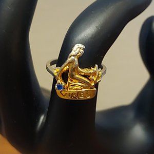 Vintage Virgo Brass Ring with "Sapphire" stone